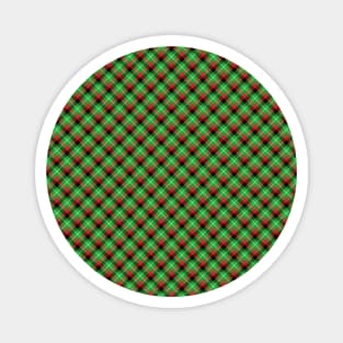 The Christmas holiday seasonal Scottish tartan diagonal argyle plaid in holly green and red and black diagonal checks with white crossed lines Magnet